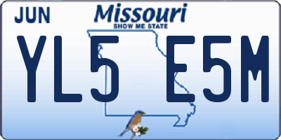 MO license plate YL5E5M