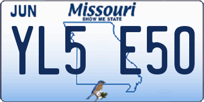 MO license plate YL5E5O