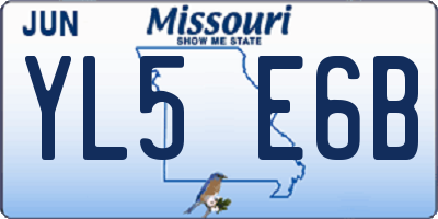 MO license plate YL5E6B