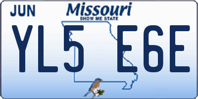 MO license plate YL5E6E