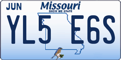 MO license plate YL5E6S