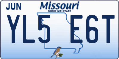 MO license plate YL5E6T