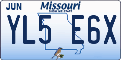 MO license plate YL5E6X