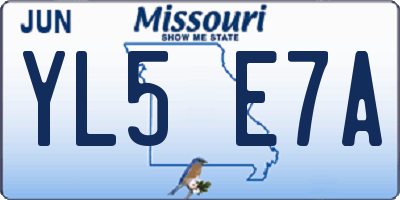 MO license plate YL5E7A