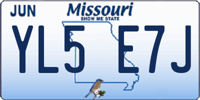 MO license plate YL5E7J