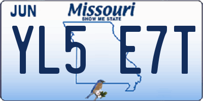 MO license plate YL5E7T