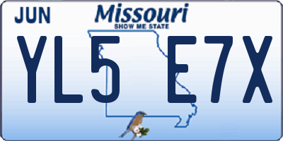 MO license plate YL5E7X