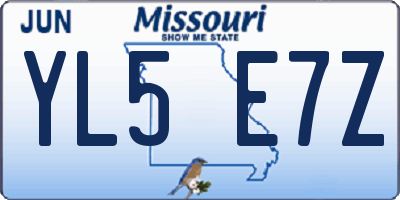 MO license plate YL5E7Z