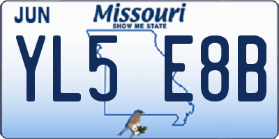 MO license plate YL5E8B