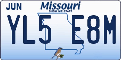 MO license plate YL5E8M