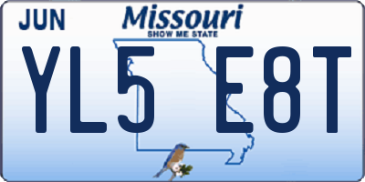 MO license plate YL5E8T
