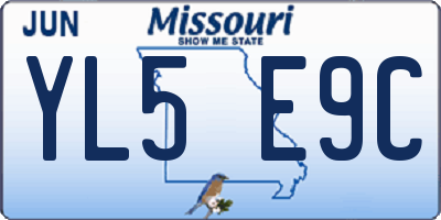 MO license plate YL5E9C