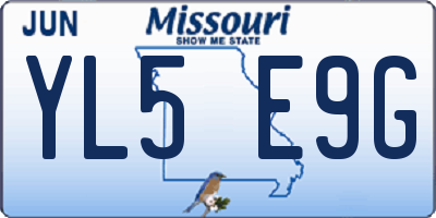 MO license plate YL5E9G