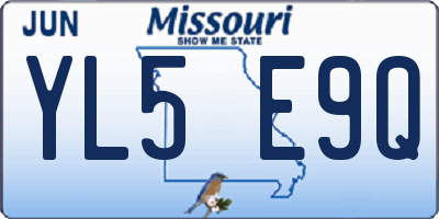 MO license plate YL5E9Q