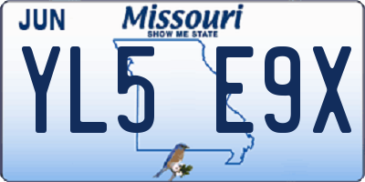 MO license plate YL5E9X