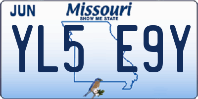 MO license plate YL5E9Y
