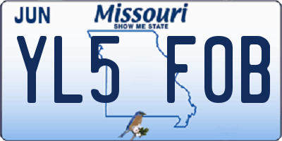 MO license plate YL5F0B