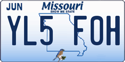MO license plate YL5F0H