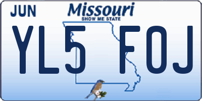 MO license plate YL5F0J