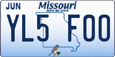 MO license plate YL5F0O