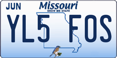 MO license plate YL5F0S