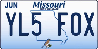 MO license plate YL5F0X