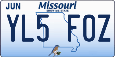 MO license plate YL5F0Z