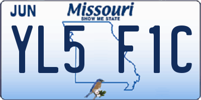 MO license plate YL5F1C