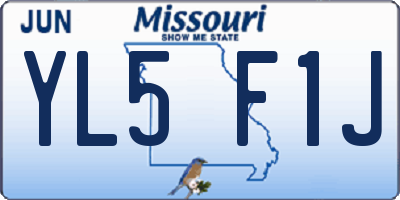 MO license plate YL5F1J