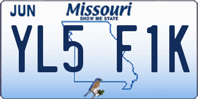 MO license plate YL5F1K