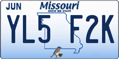 MO license plate YL5F2K