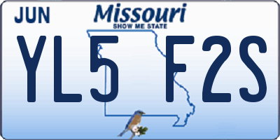 MO license plate YL5F2S