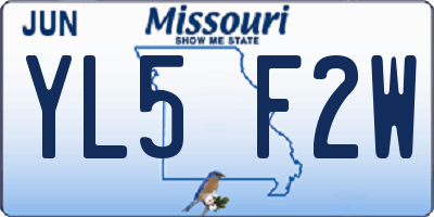 MO license plate YL5F2W