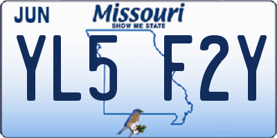 MO license plate YL5F2Y