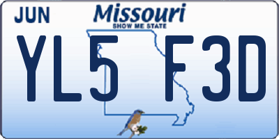 MO license plate YL5F3D