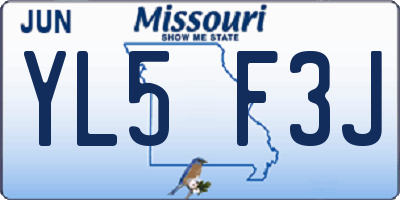 MO license plate YL5F3J