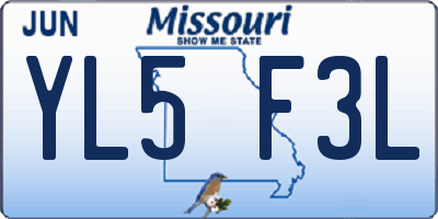 MO license plate YL5F3L
