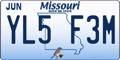 MO license plate YL5F3M