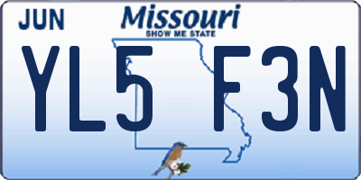 MO license plate YL5F3N