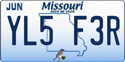 MO license plate YL5F3R