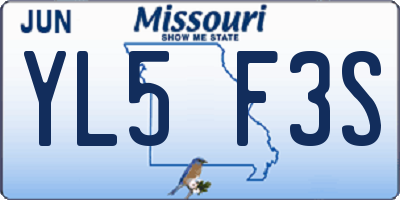 MO license plate YL5F3S