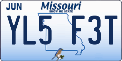 MO license plate YL5F3T