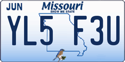 MO license plate YL5F3U