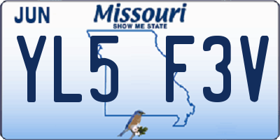 MO license plate YL5F3V