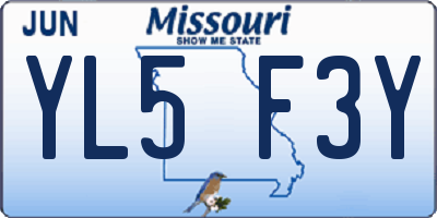 MO license plate YL5F3Y
