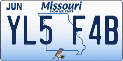 MO license plate YL5F4B