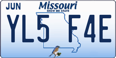 MO license plate YL5F4E