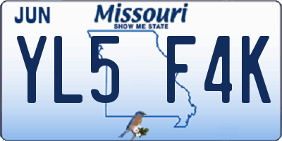 MO license plate YL5F4K