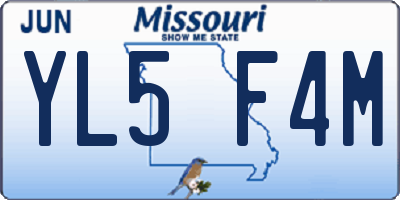 MO license plate YL5F4M