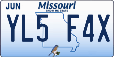 MO license plate YL5F4X